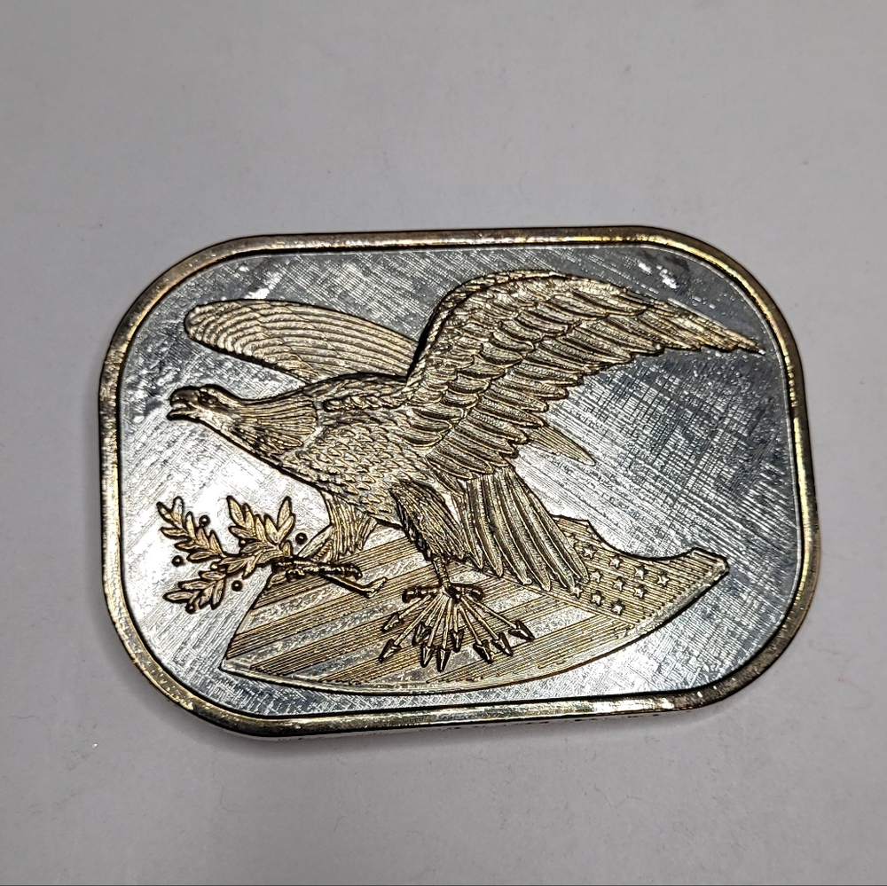 Vintage American Eagle Silver and Gold Tone Belt Buckle B11561